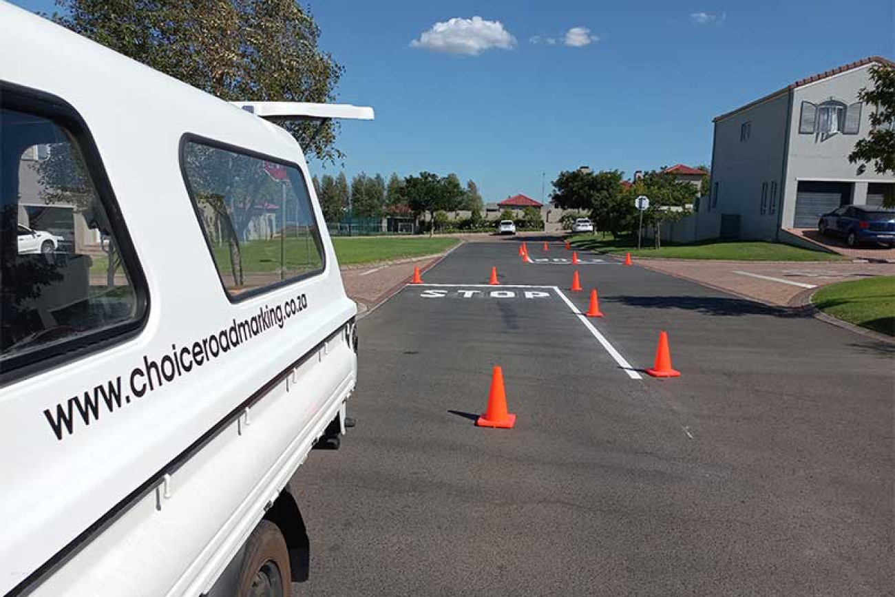 Stop Sign road paint drying