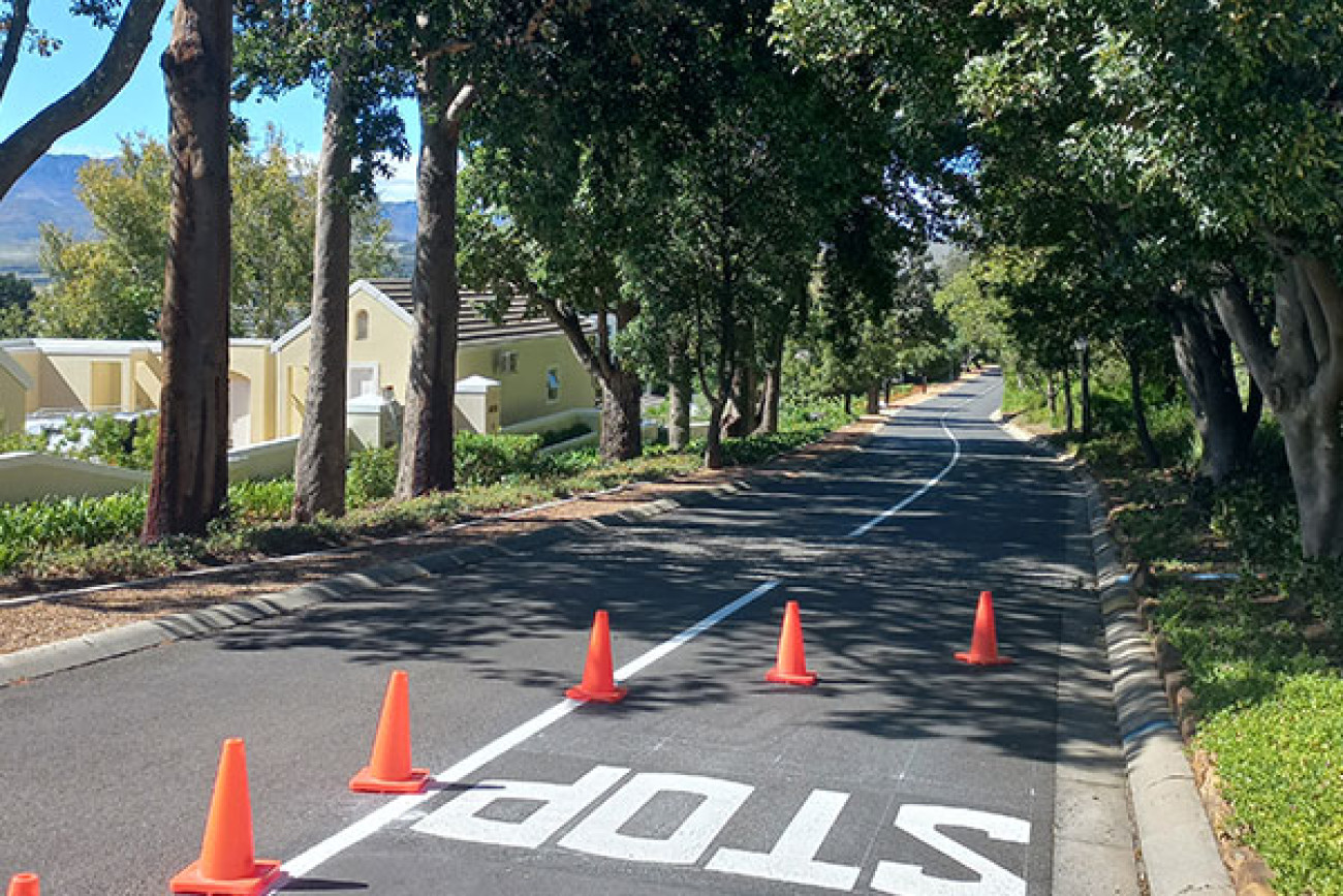 Erinvale Estate stop sign road marking